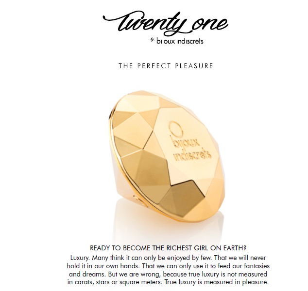 Вибратор бриллиант Bijoux Indiscrets Twenty One Vibrating Diamond золотистый