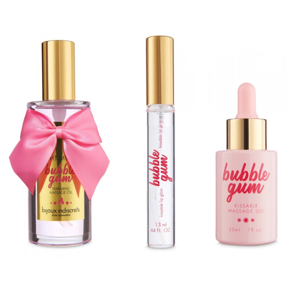 Набір Bijoux Bubblegum (масажна олія, масажний гель, блиск на губ) з ароматом жувальної гумки