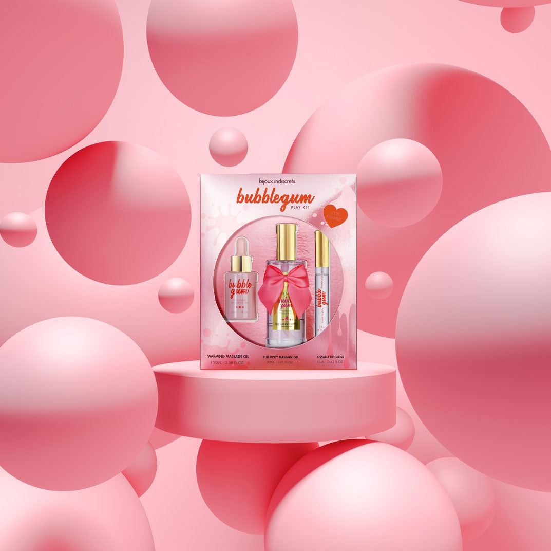 Набор Bijoux Bubblegum (массажное масло, массажный гель,блеск на губ) с ароматом жевательной резинки