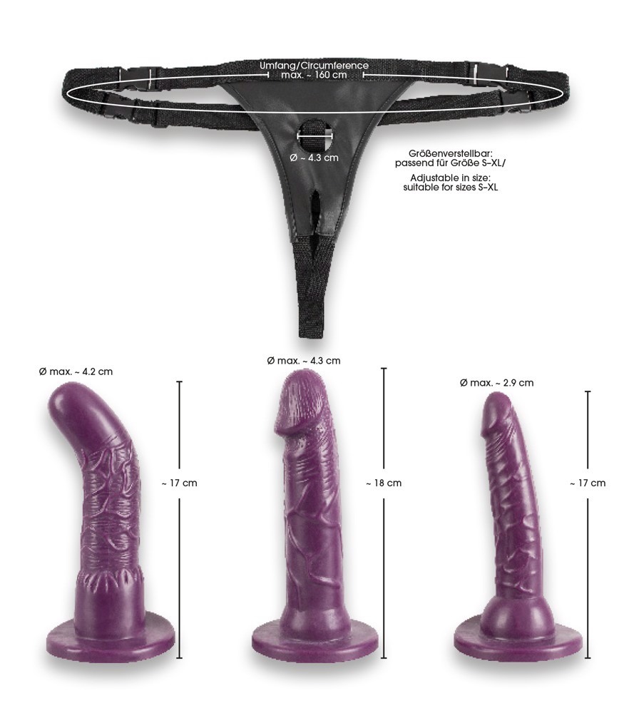 Жіночий страпон з трьома насадками Bad Kitty Naughty toys, фіолетовий
