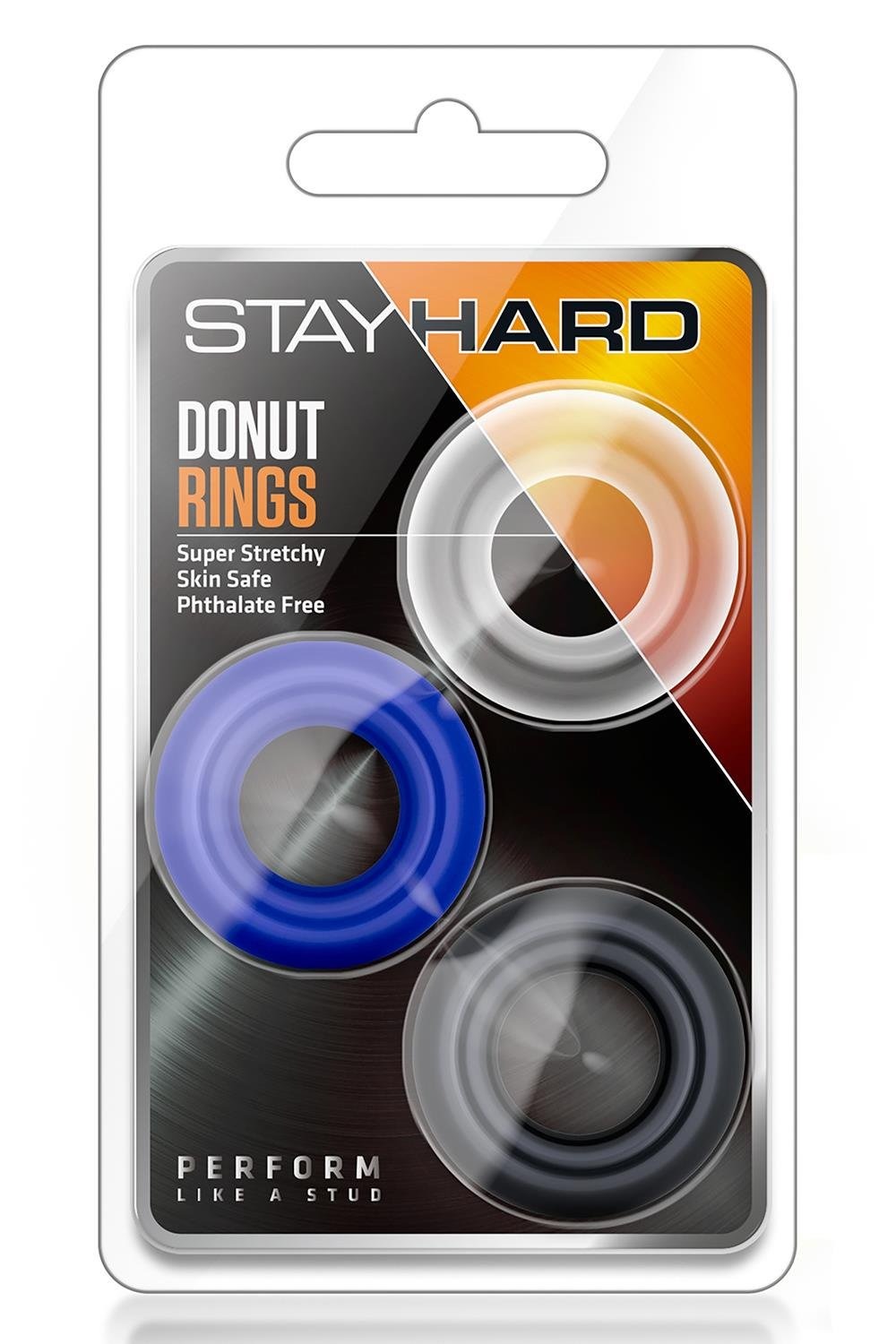 Набір ерекційних кілець Blush STAY HARD Donut чорний, білий, синій