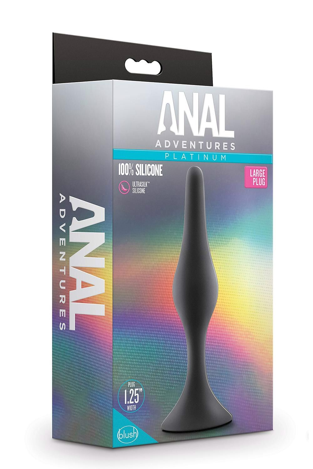 Анальна пробка витягнута Anal Adventures Blush, силіконова, чорна, 13.3 х 3 см