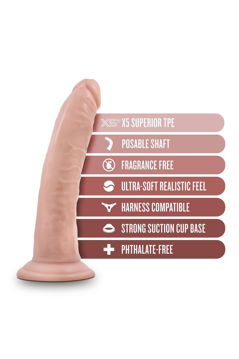 Реалистичный фаллоимитатор тройной плотности Blush Dr. Skin Plus гибкий, бежевый