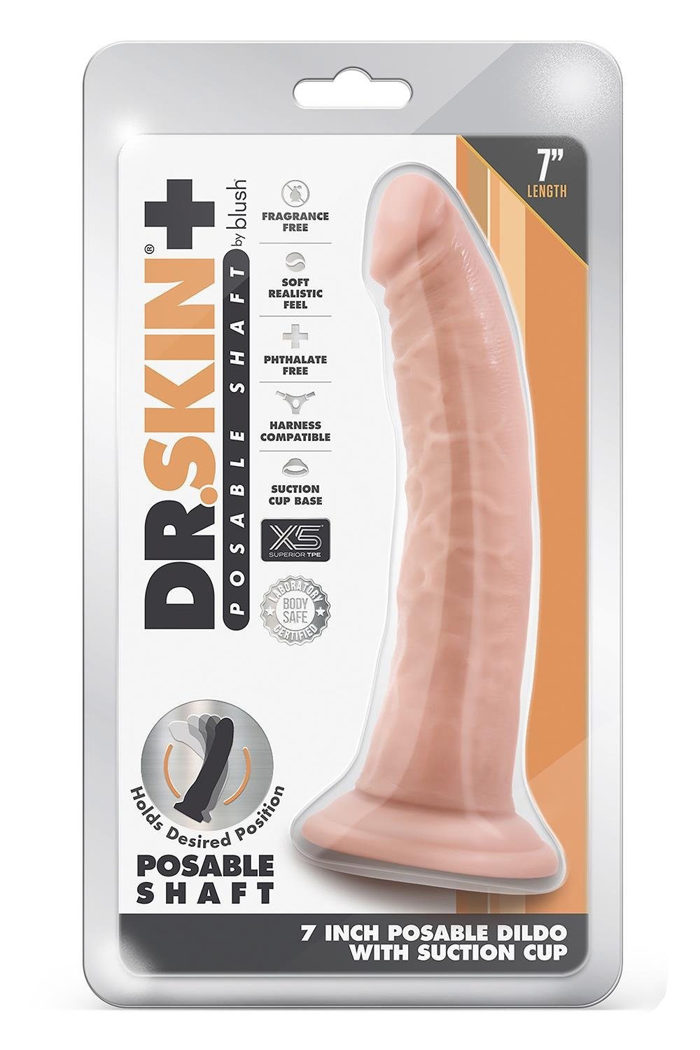 Реалистичный фаллоимитатор тройной плотности Blush Dr. Skin Plus гибкий, бежевый