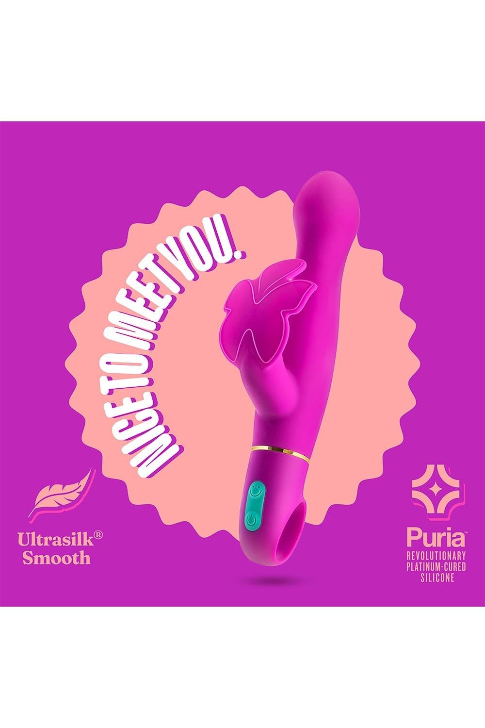 Вибратор с клиторальным отростком в виде бабочки Blush Aria Naugnty AF розовый