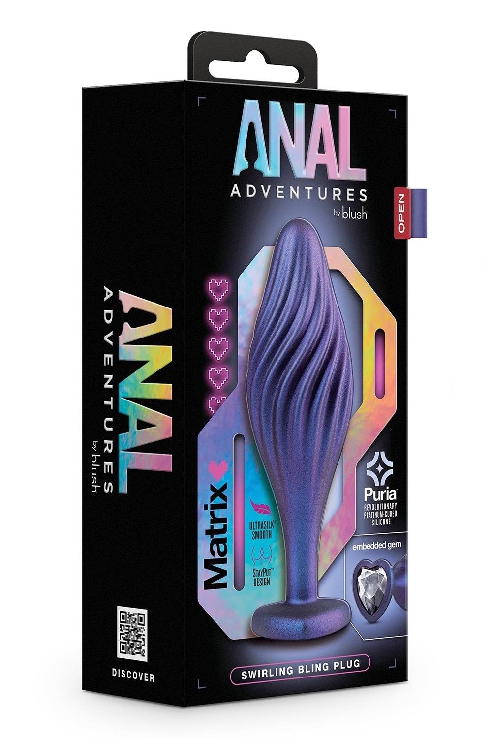 Текстурований анальний затор Blush Anal Adventures Matrix прикрашений каменем, фіолетовий