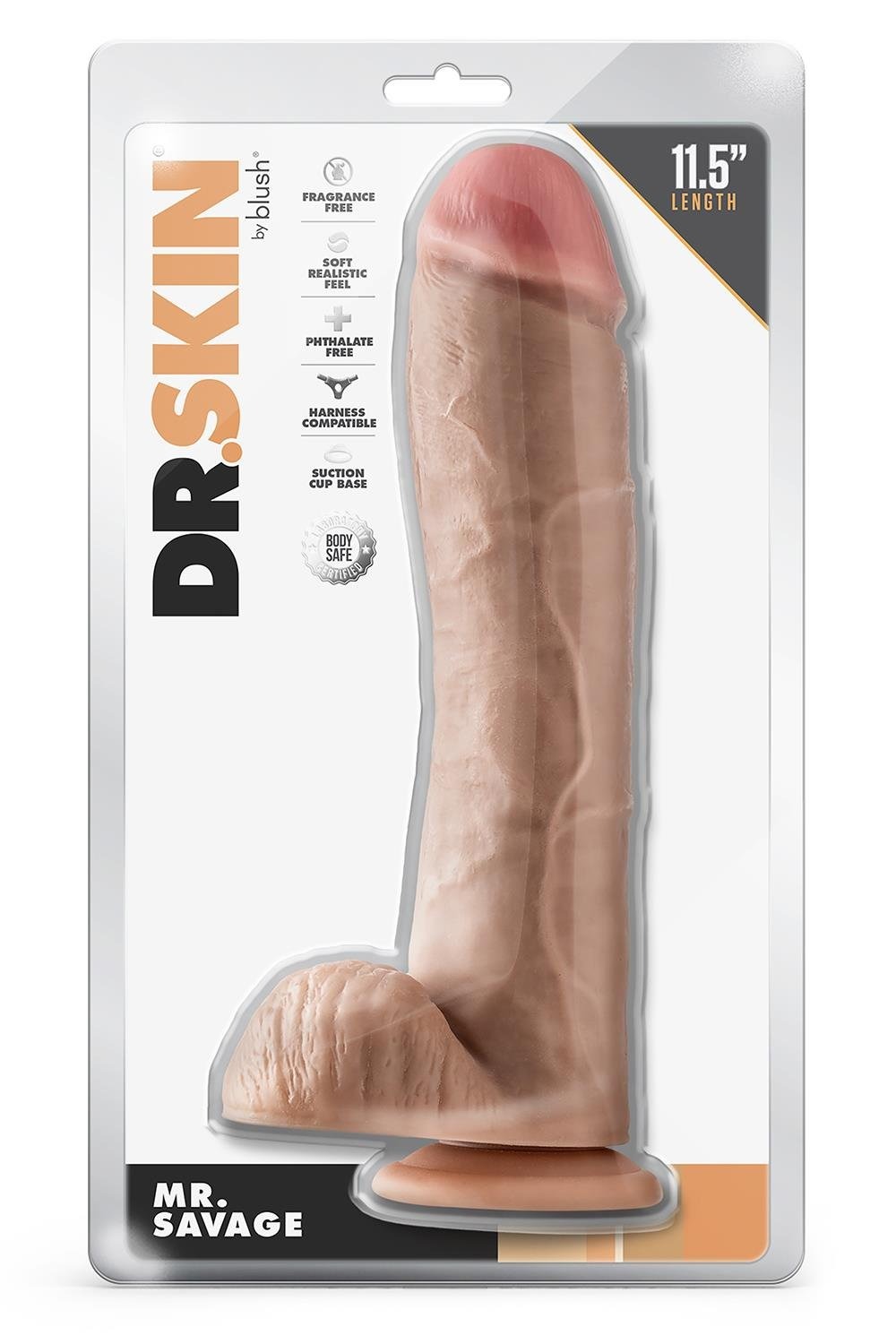 Фалоімітатор гігант реаліст Blush Dr. Skin Mr. Savage на присосці, бежевий