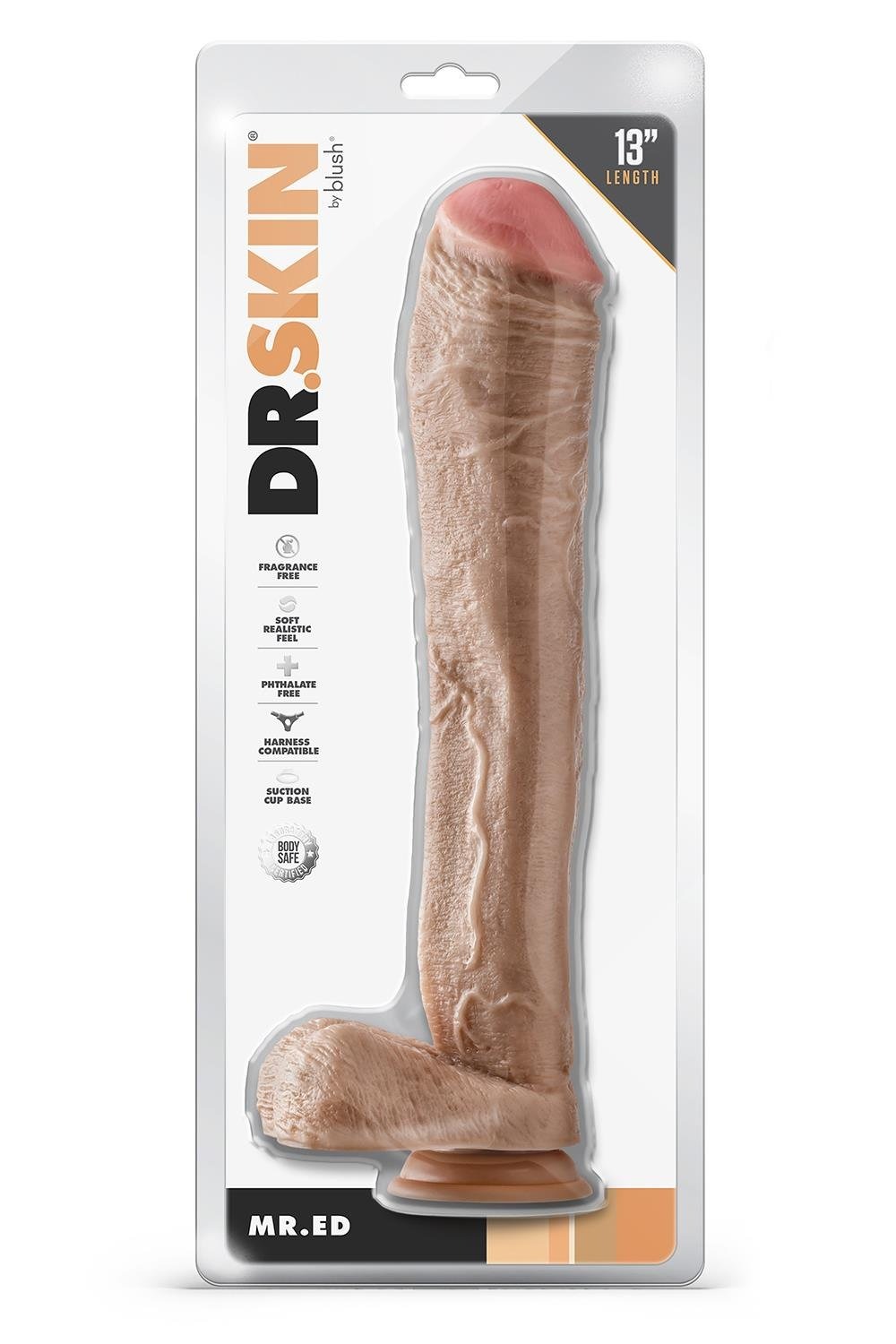 Фалоімітатор Гігант реалістичний Blush Dr. Skin Mr. Ed з яєчками, бежевий