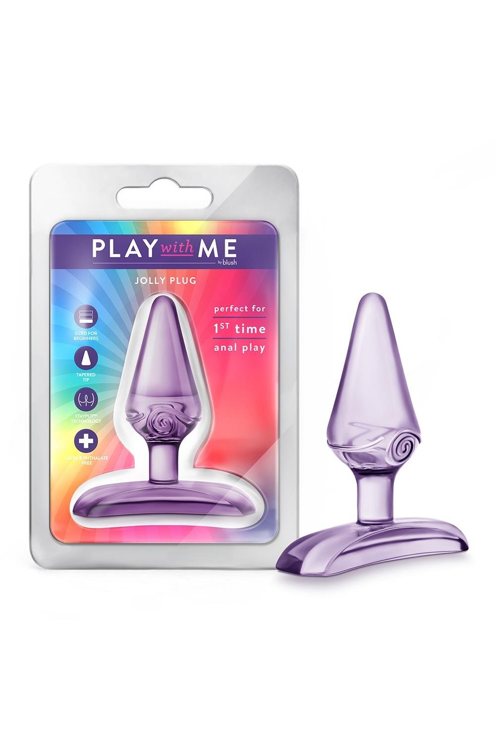 Силиконовая анальная пробка Blush Play With Me конусной формы, фиолетовая