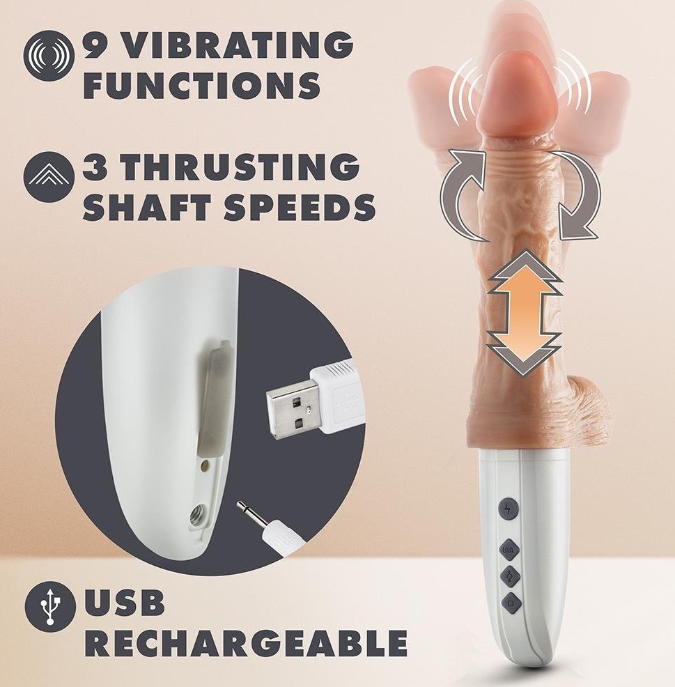 Вибратор на подставке Blush Dr. Skin Dr. Hammer с фрикциями и функцией нагревания, с пультом