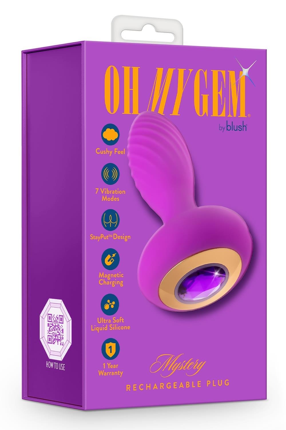 Анальний вібратор зі стразом Blush Oh My Gem Charm Amethyst колір фуксія