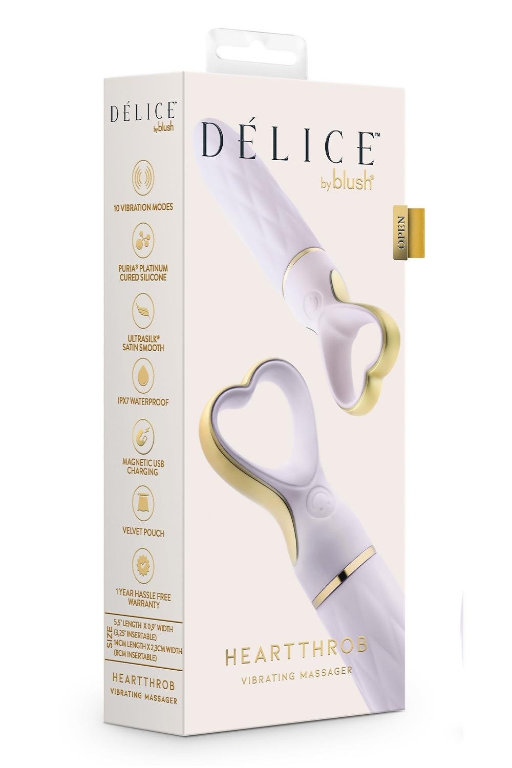 Вібратор рельєфний з ручкою у формі серця Blush Delice Heartthrob колір ,,лаванда,,