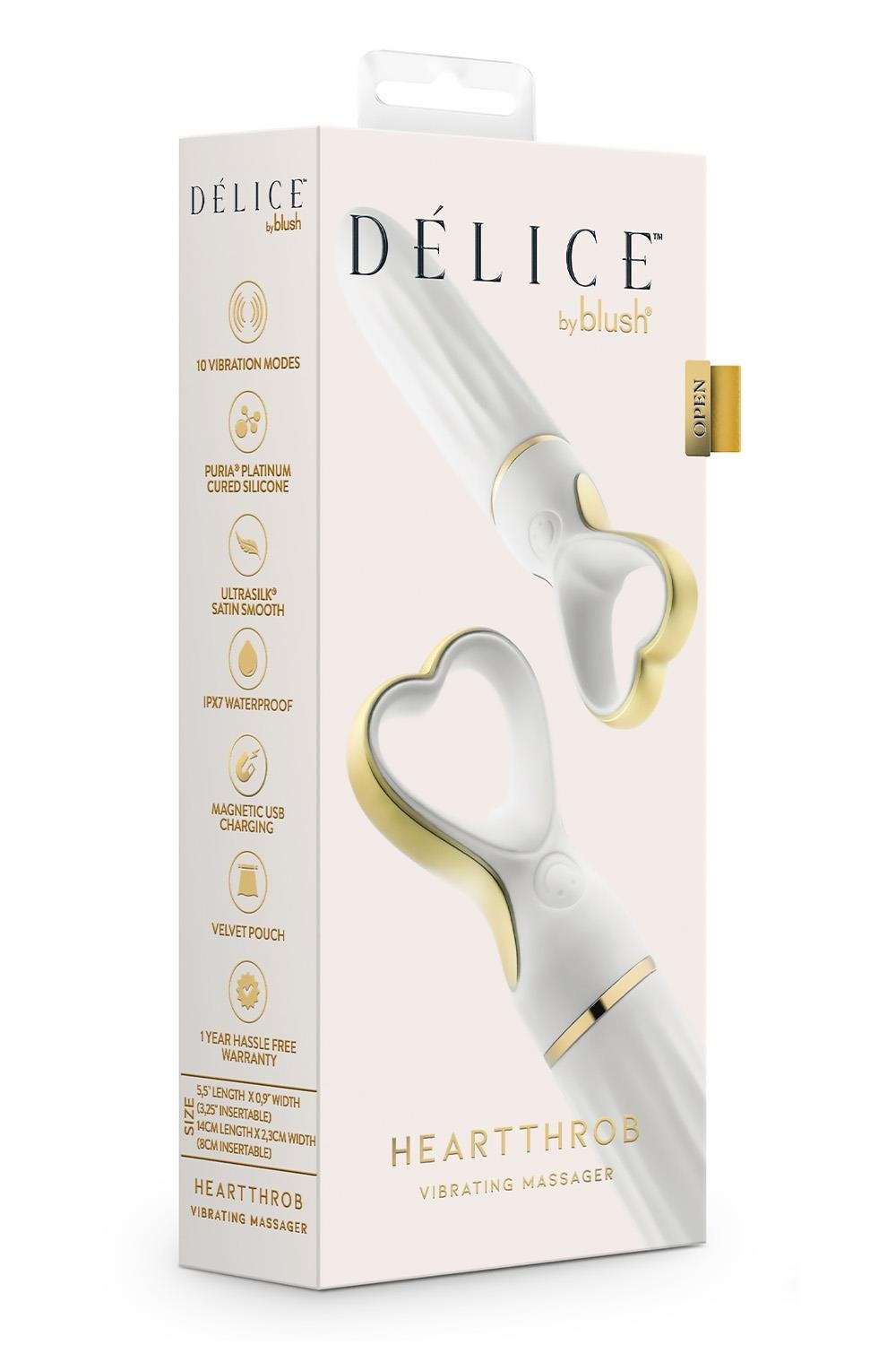 Вибратор мини классический Blush Delice Heartthrob с рельефом, белый