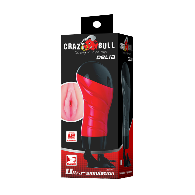 Мастурбатор-вагіна з вібрацією Crazy Bull Delia на присосці, 28.3×10 см
