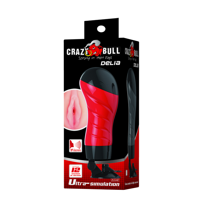 Мастурбатор-вагіна з вібрацією Crazy Bull Delia на присосці, 28.3×10 см