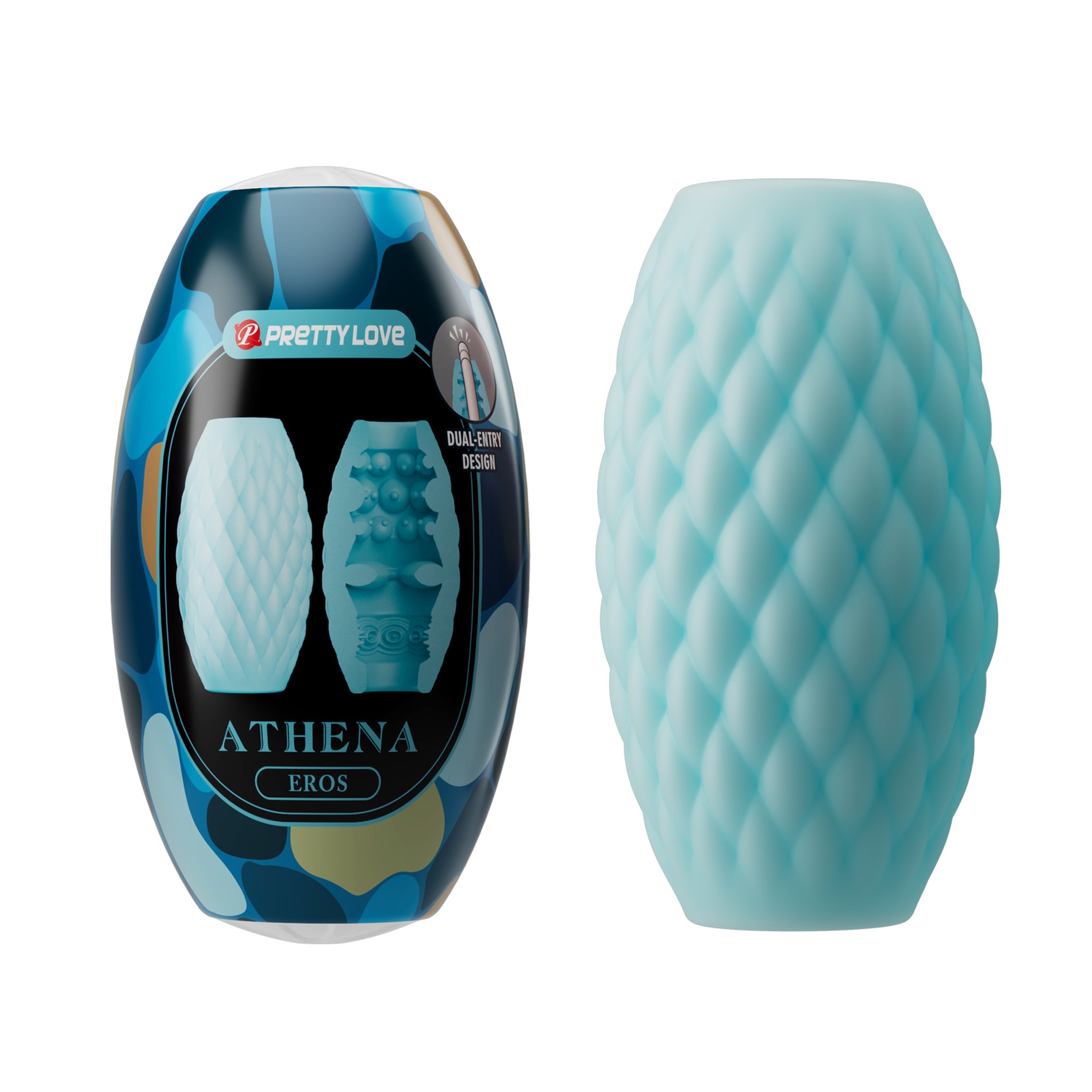 Мастурбатор яйцо PRETTY LOVE Athena Eros голубой, 7.6 х 4.2 см