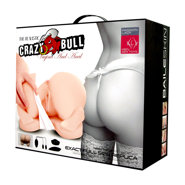 Мастурбатор вагіна та анус CRAZY BULL із двома вібропулями на пульті, бежевий, 21 × 20,5 см