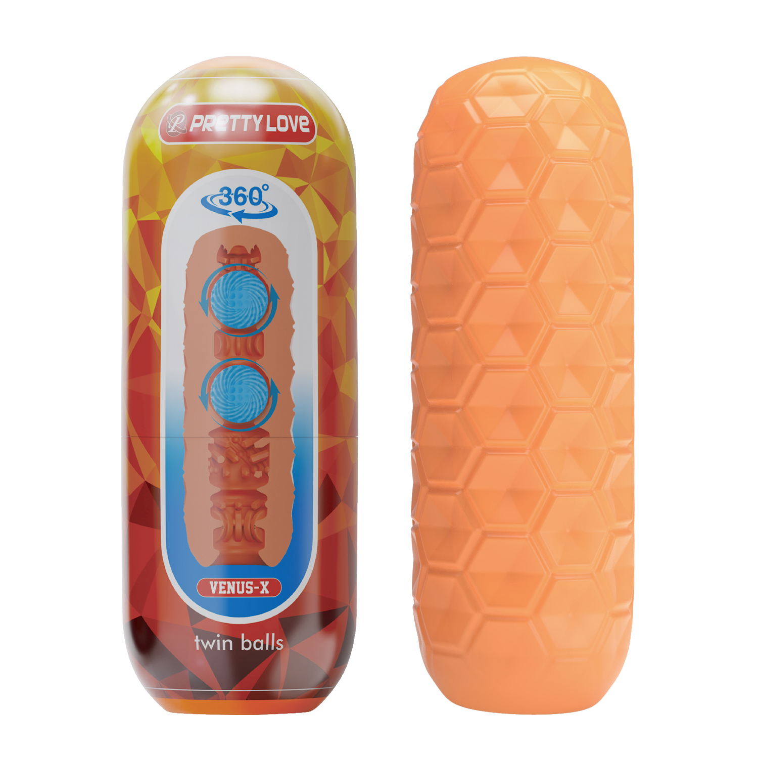 Мастурбатор Pretty Love Venus-X Orange з кульками для стимуляції, 18 х 6.5 см