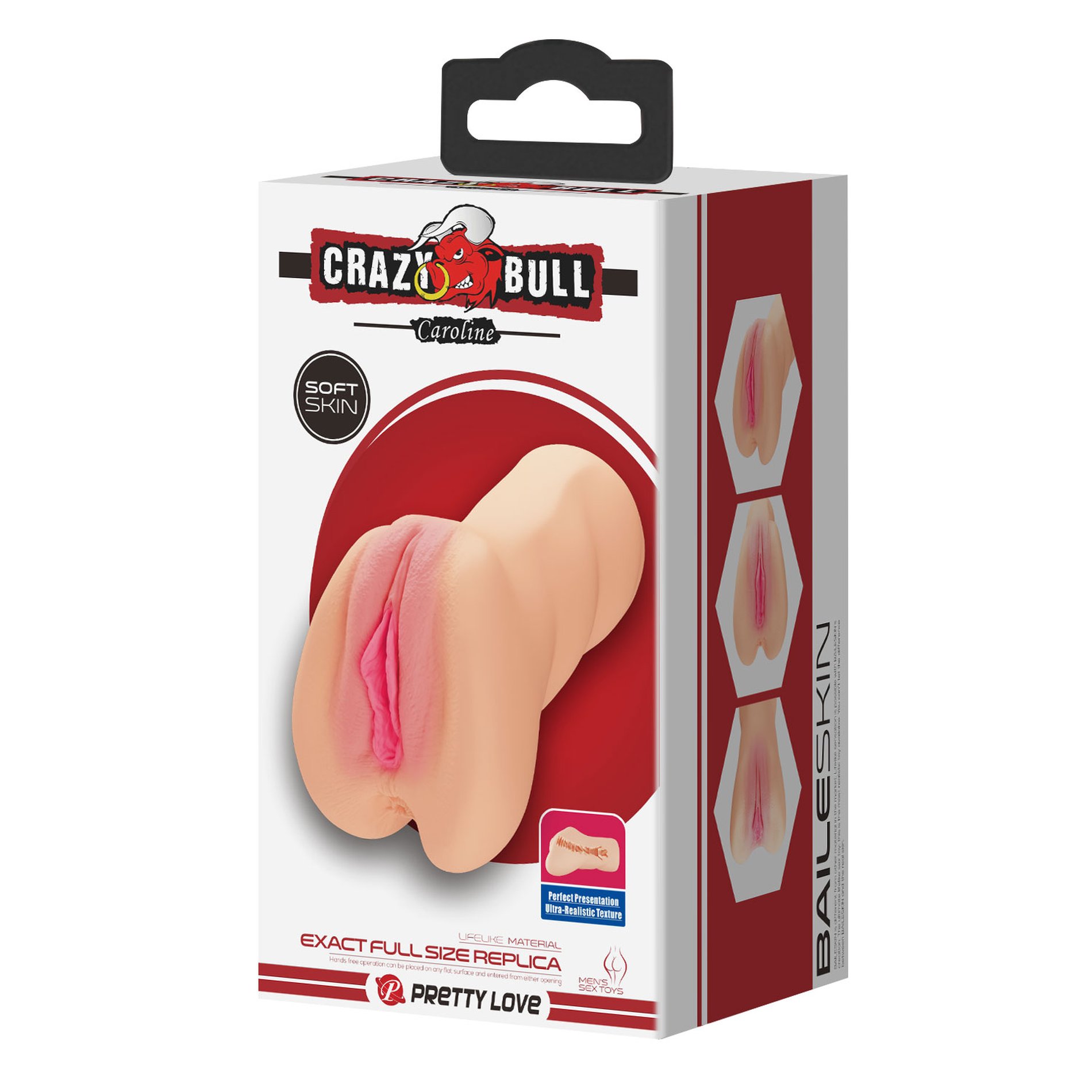 Мастурбатор із двома входами Crazy Bull Caroline, бежева, 16 х 9.5 см
