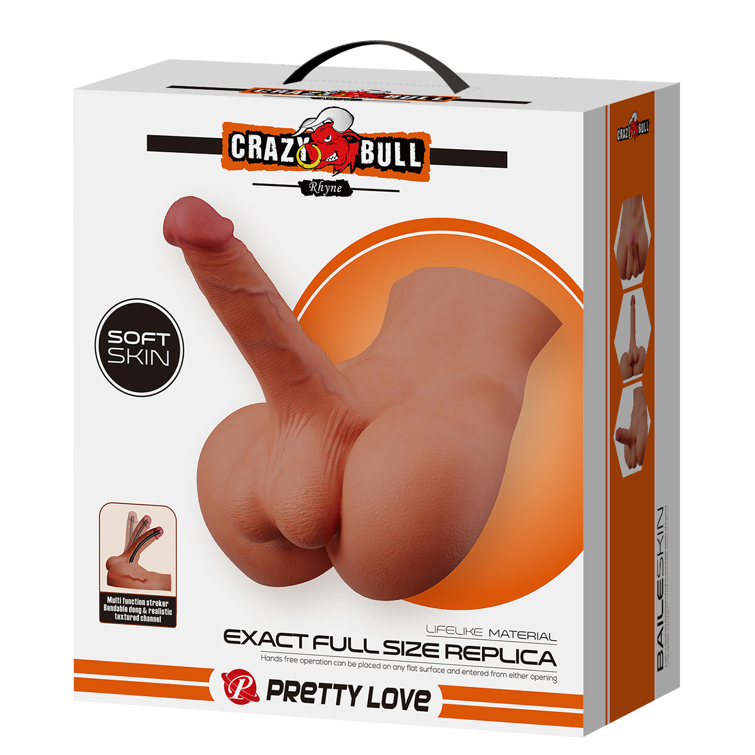 Мастурбатор реалістичний CRAZY BULL Rhynе пеніс та анус, бежевий, 24,6×23,7 см