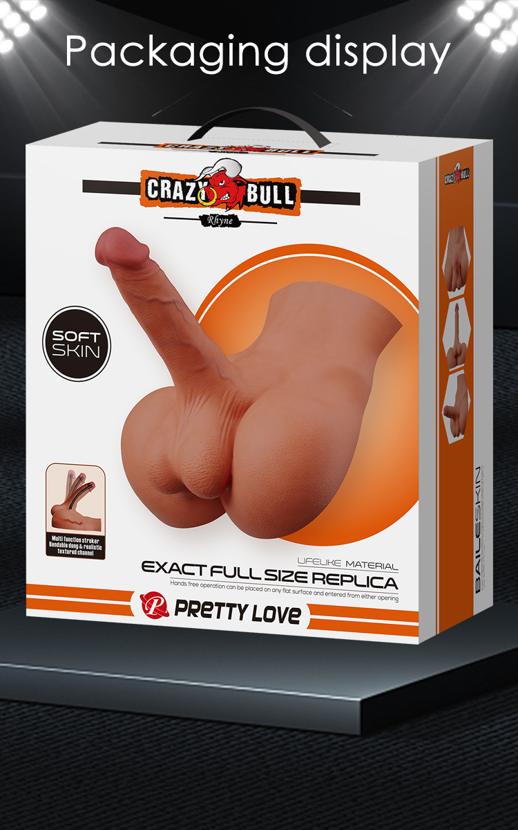 Мастурбатор реалістичний CRAZY BULL Rhynе пеніс та анус, бежевий, 24,6×23,7 см