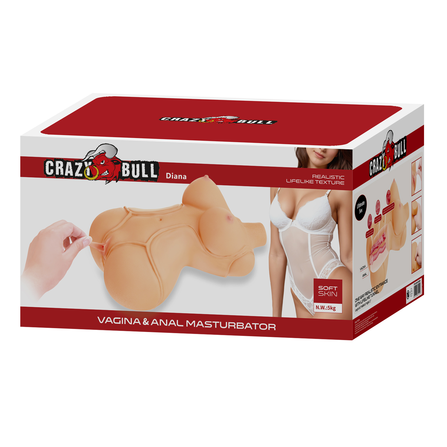 Мастурбатор-торс CRAZY BULL Diana, реалістичний, 37 см х 22 см