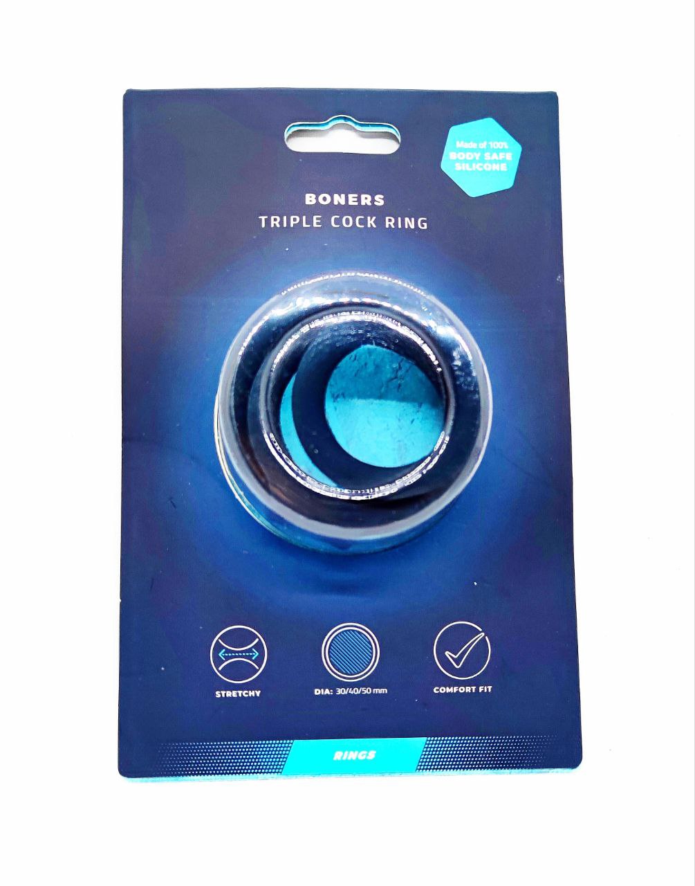 Тройное силиконовое кольцо Boners для пениса Triple Ring