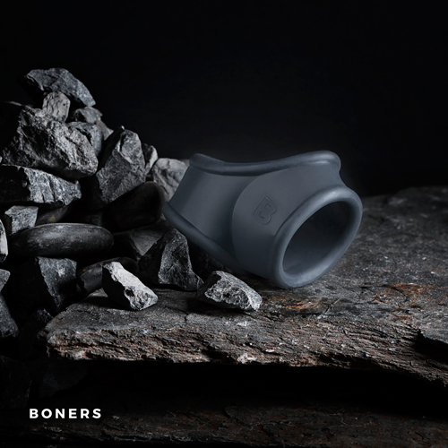 Ерекційне кільце Boners Cocksling на член на мошонку, сіре