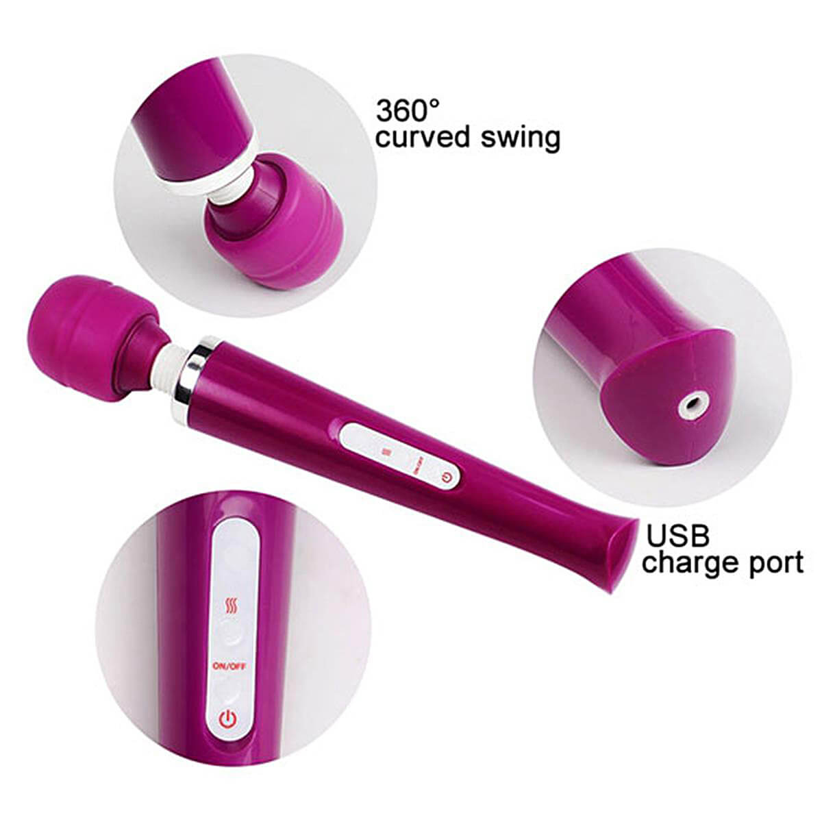 Вібромасажер зі знімною головкою Magic Massager Wand, білий