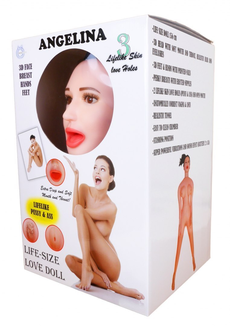 Кукла надувная Boss Series Angelina 3D с вставкой из киберкожи и вибро