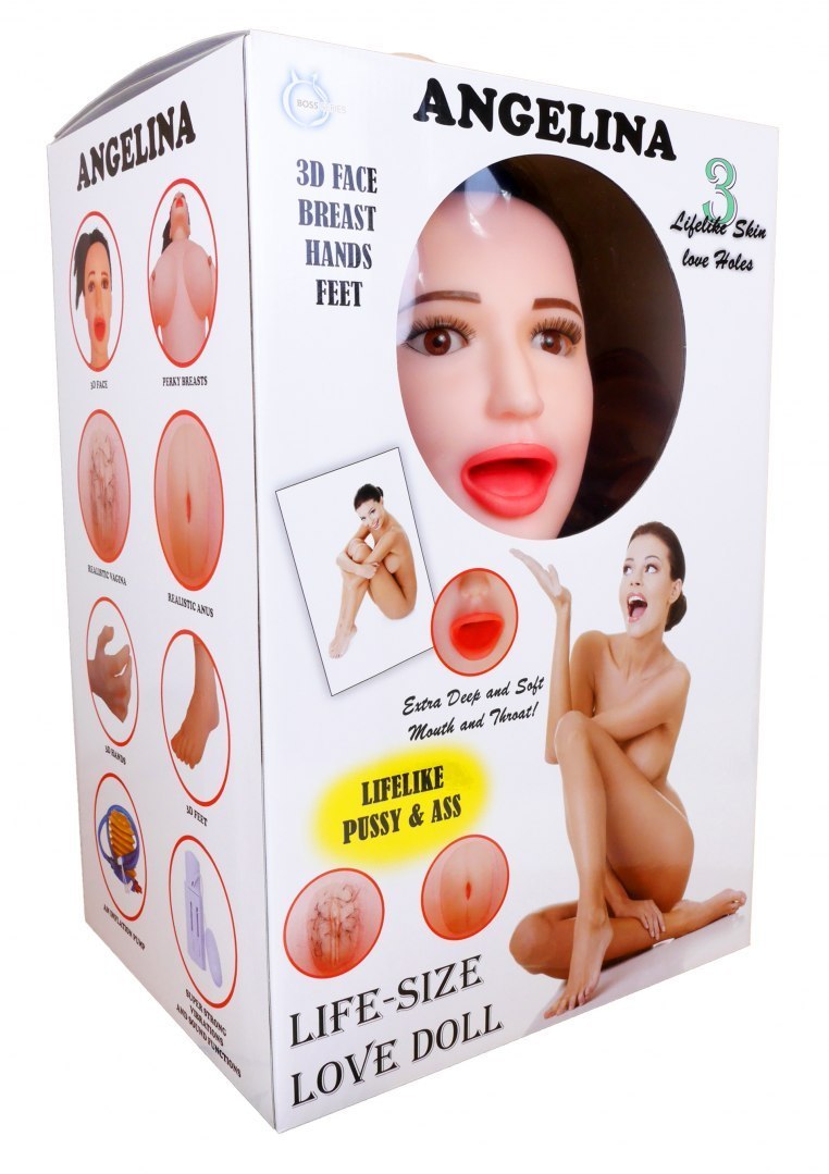 Кукла надувная Boss Series Angelina 3D с вставкой из киберкожи и вибро