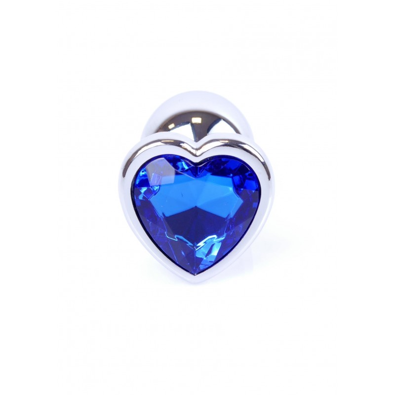 Анальна пробка з синім кристалом у вигляді серця Plug-Jewellery Silver Heart PLUG-Dark Blue