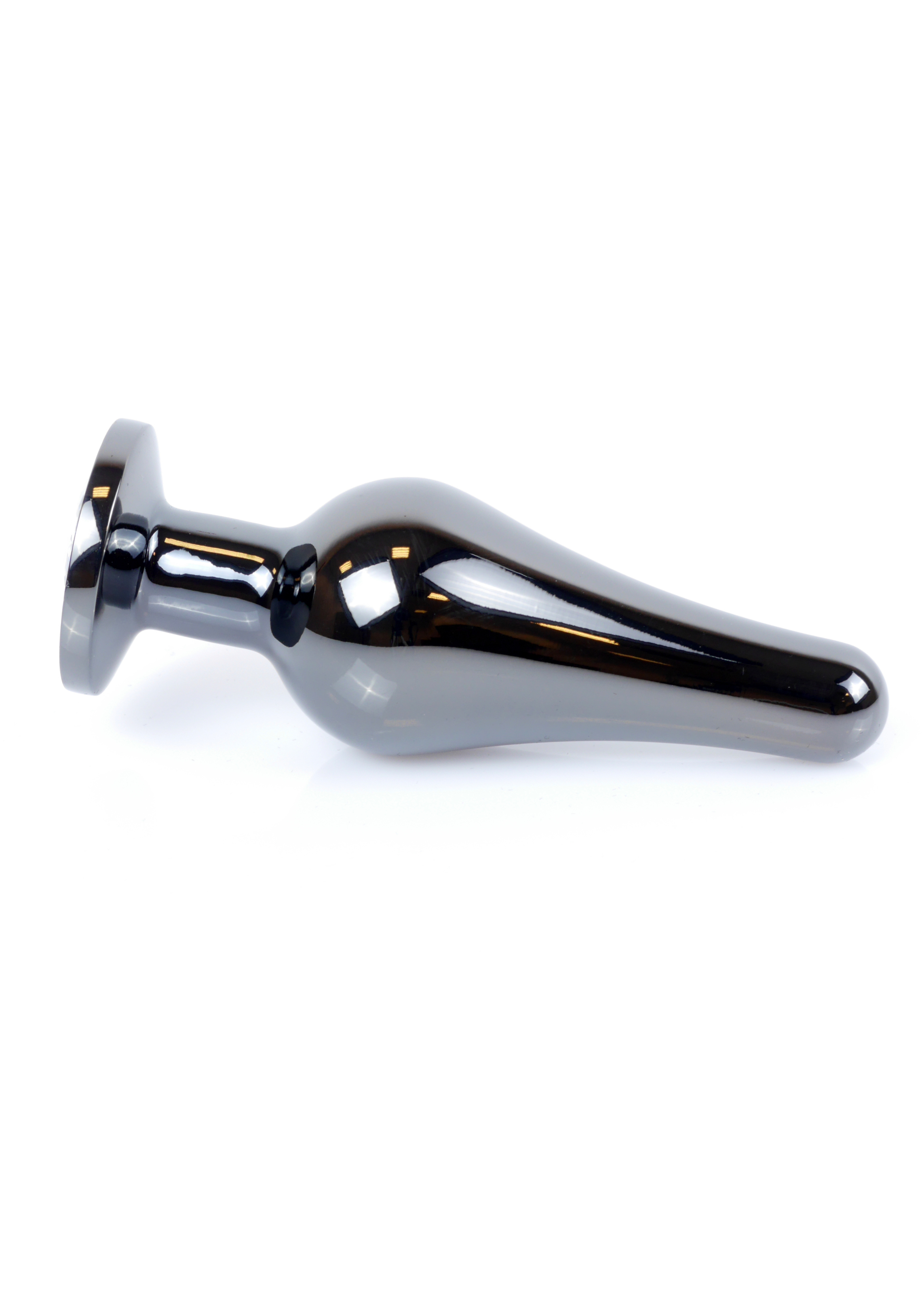 Анальная пробка из нержавеющей стали с камнем Plug-Jewellery Dark Silver BUTT PLUG- Pink