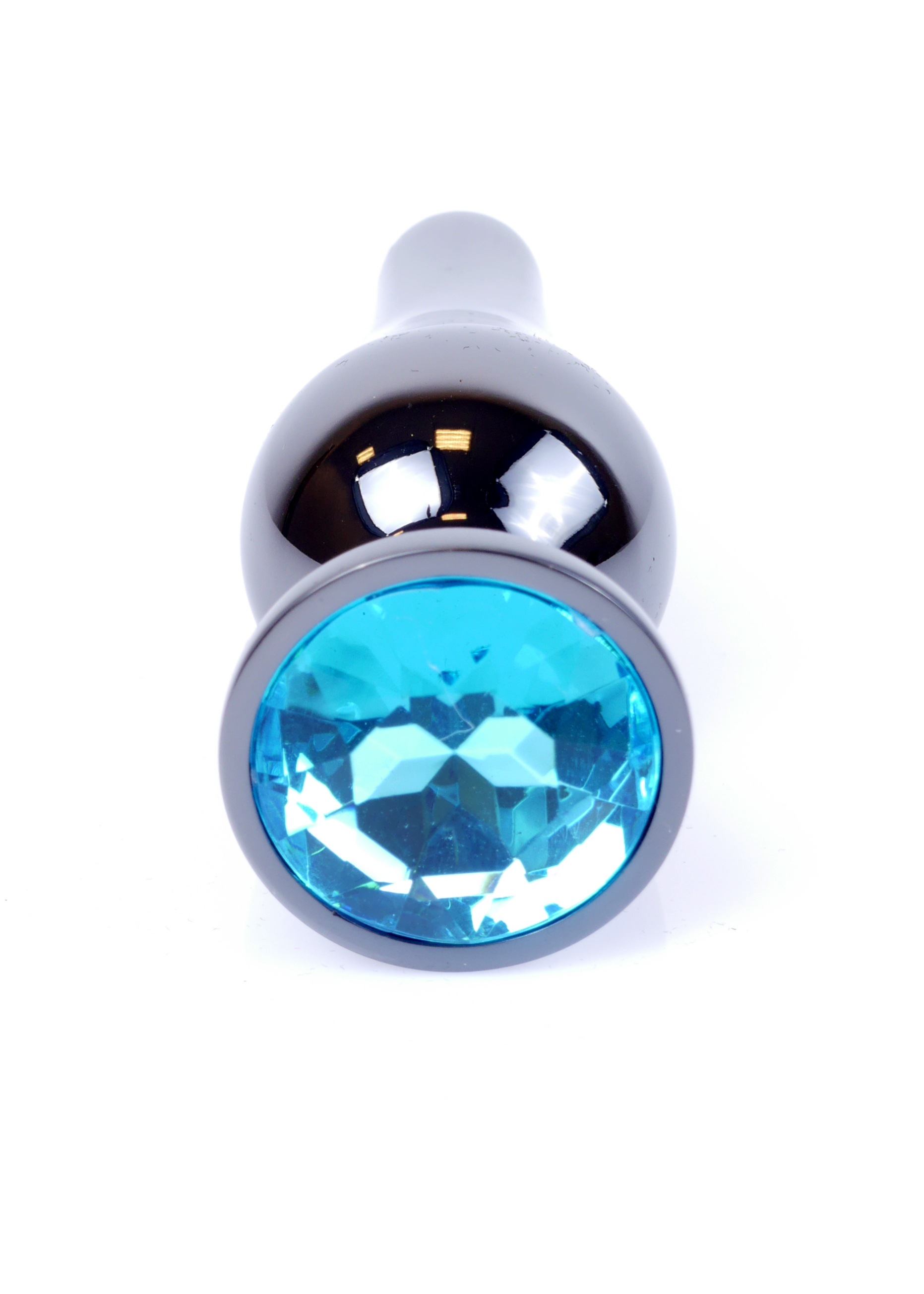 Анальная пробка из нержавеющей стали с камнем Plug-Jewellery Dark Silver BUTT PLUG- Light Blue
