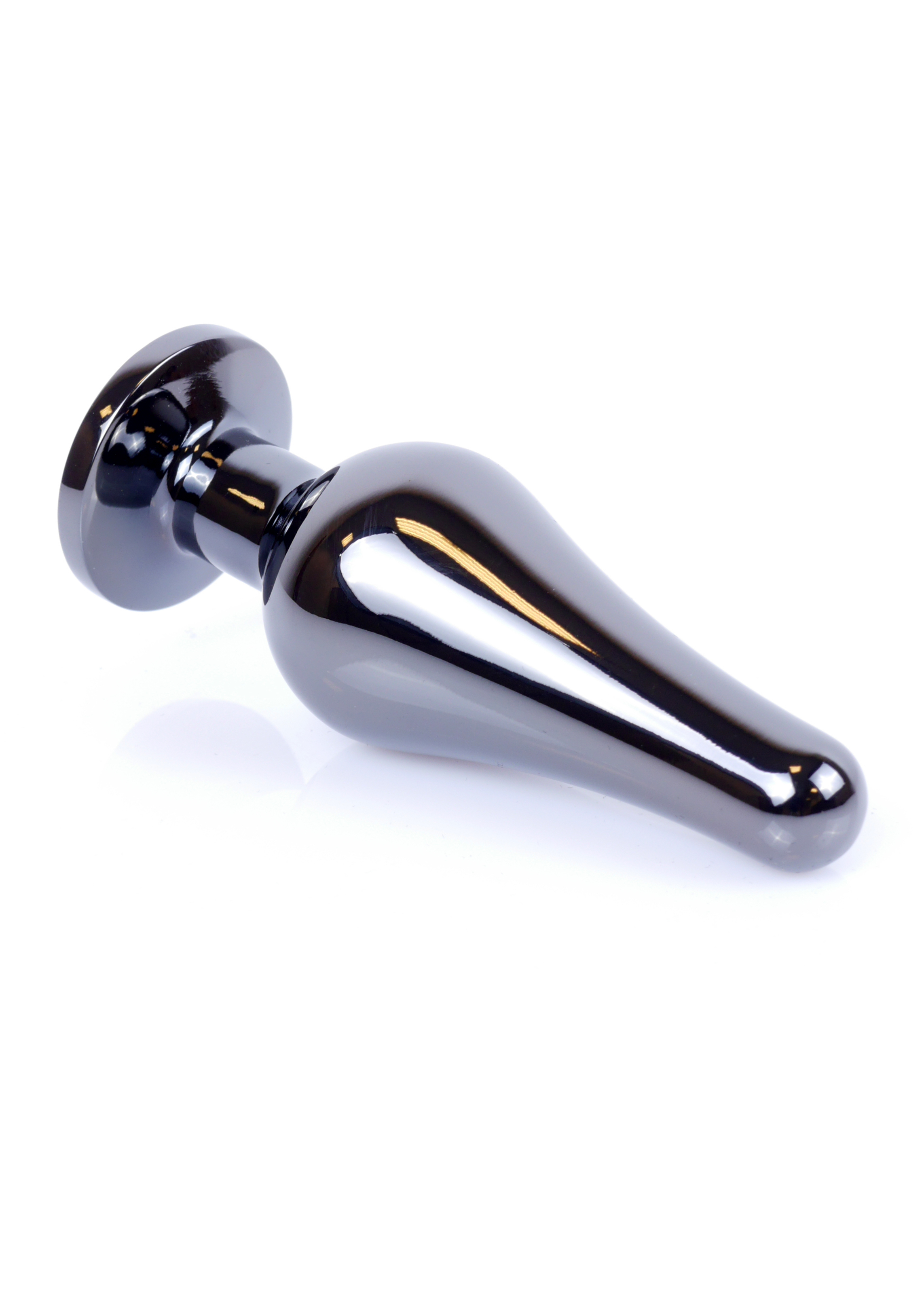Анальная пробка из нержавеющей стали с камнем Plug-Jewellery Dark Silver BUTT PLUG- Light Blue