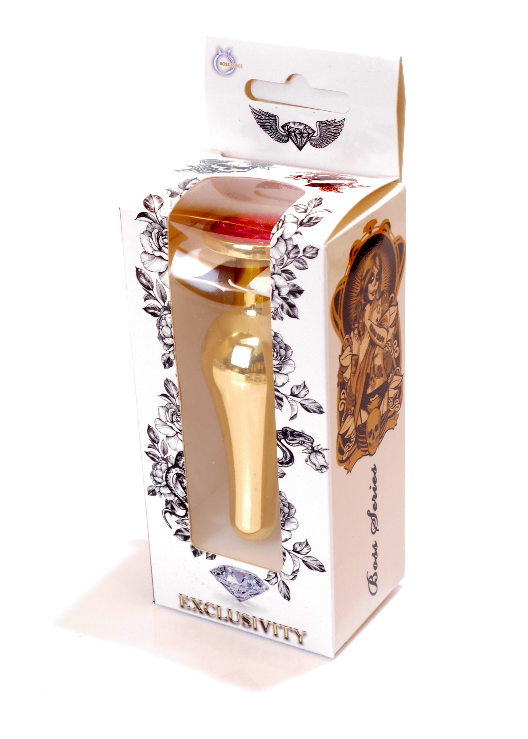 Анальна пробка з рожевим каменем Plug-Jewellery Gold BUTT PLUG-Pink