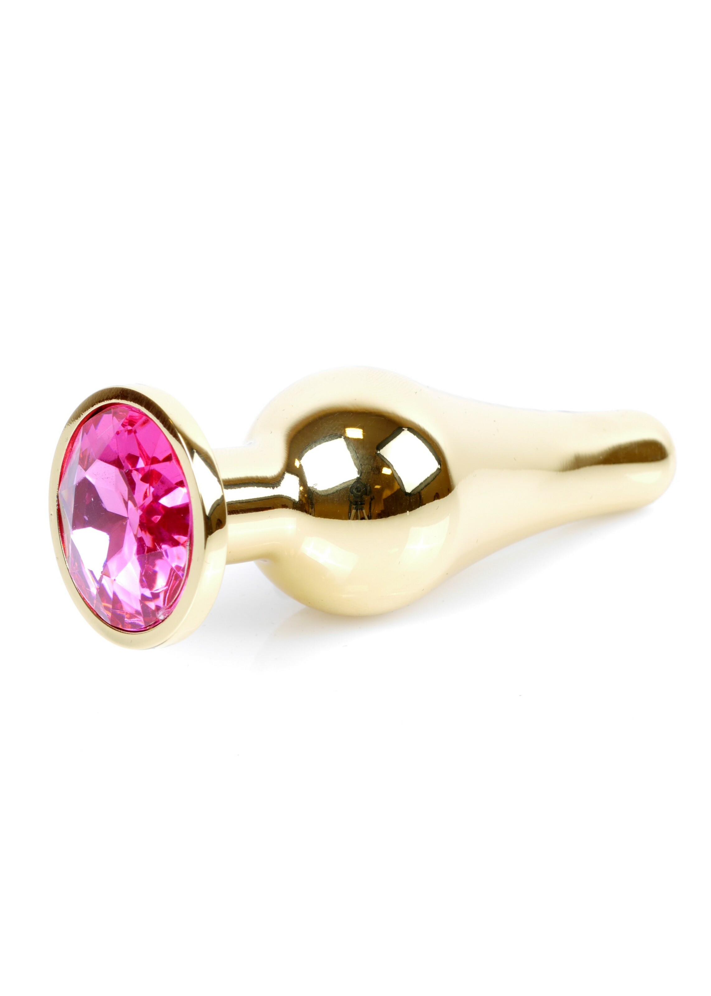 Анальна пробка з рожевим каменем Plug-Jewellery Gold BUTT PLUG-Pink