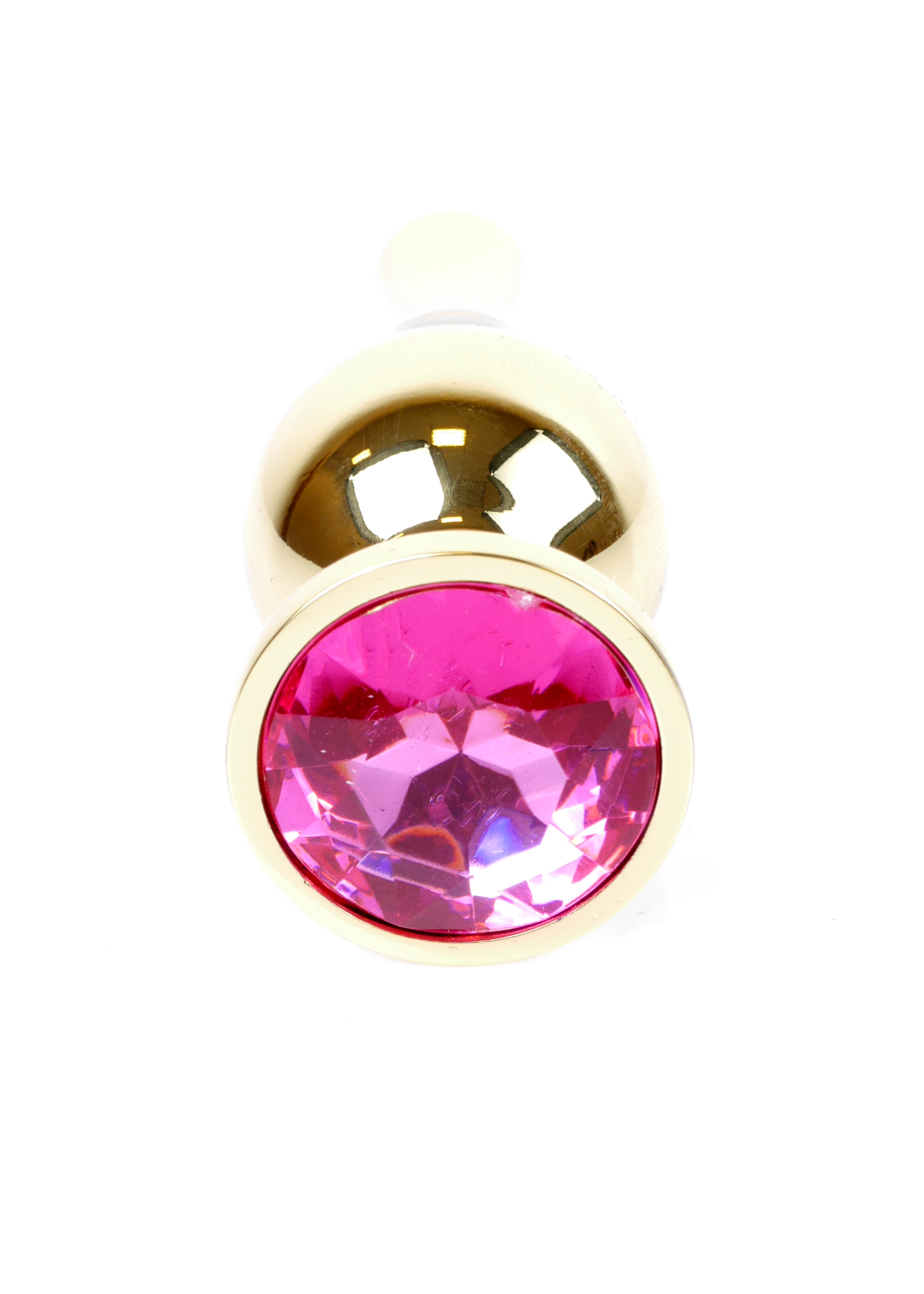 Анальна пробка з рожевим каменем Plug-Jewellery Gold BUTT PLUG-Pink