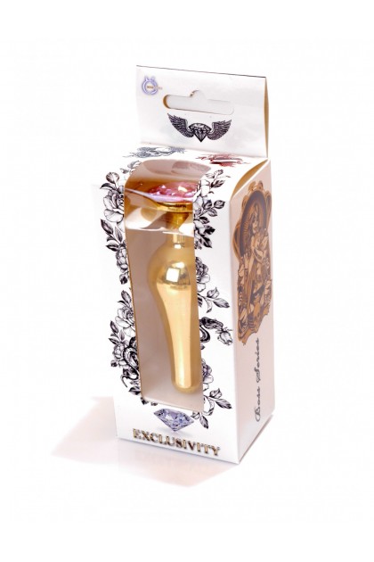 Анальна пробка з рожевим каменем Plug-Jewellery Gold BUTT PLUG-Rose