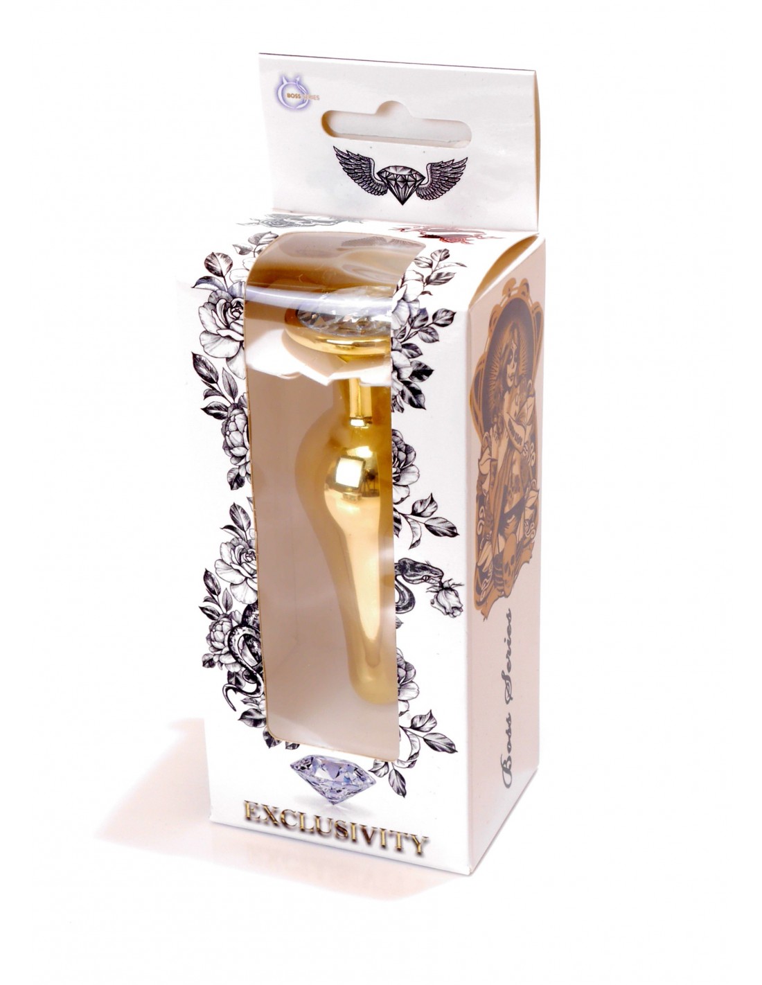 Анальний плаг з каменем Plug-Jewellery Gold BUTT PLUG- Clear