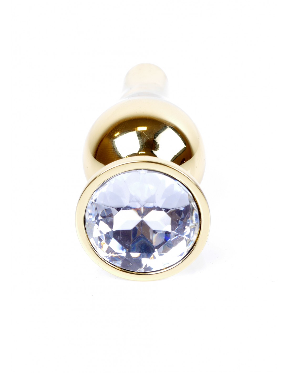Анальний плаг з каменем Plug-Jewellery Gold BUTT PLUG- Clear