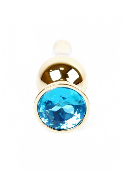 Анальная пробка из нержавеющей стали с голубым камнем Plug-Jewellery Gold BUTT PLUG- Light Blue