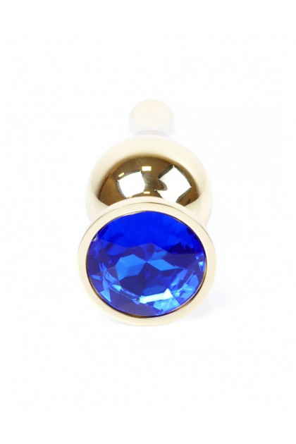 Анальная пробка из нержавеющей стали с камнем Plug-Jewellery Gold BUTT PLUG- Dark Blue