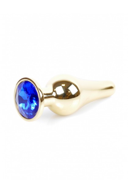 Анальная пробка из нержавеющей стали с камнем Plug-Jewellery Gold BUTT PLUG- Dark Blue