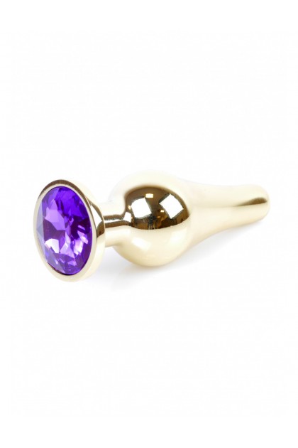 Анальна пробка з фіолетовим каменем Plug-Jewellery Gold BUTT PLUG-Purple