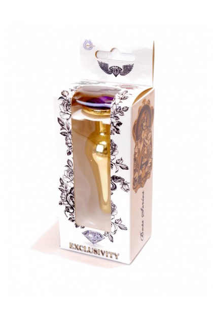Анальна пробка з фіолетовим каменем Plug-Jewellery Gold BUTT PLUG-Purple