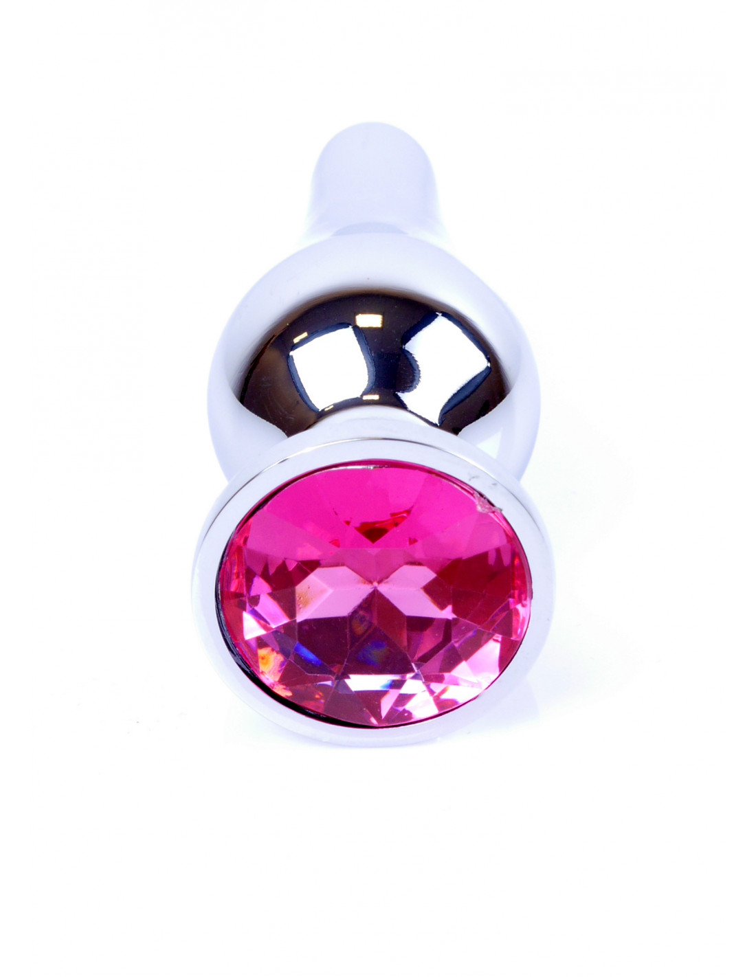 Анальная пробка с розовым кристаллом Plug-Jewellery Silver BUTT PLUG- Pink