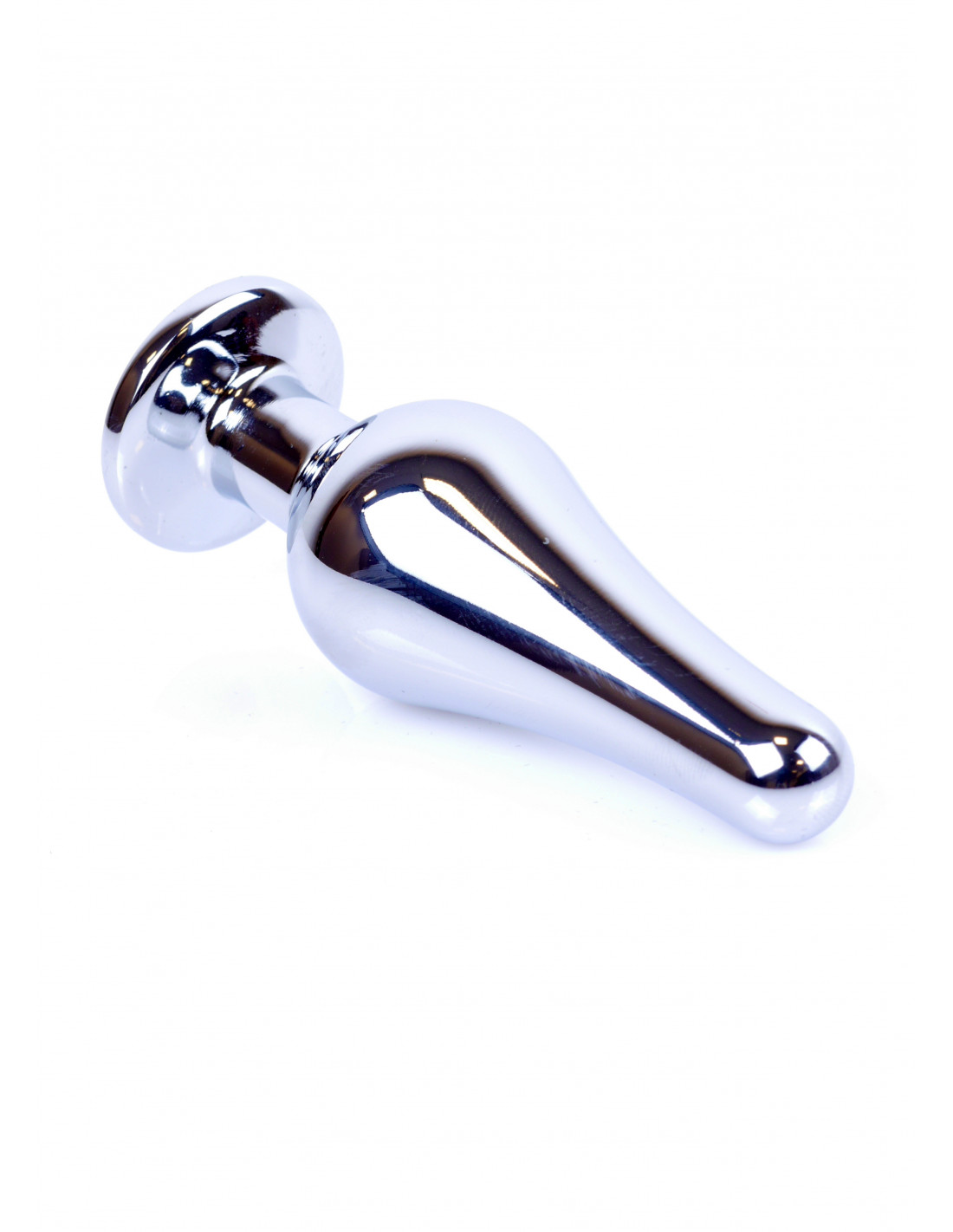 Анальная пробка с розовым кристаллом Plug-Jewellery Silver BUTT PLUG- Pink