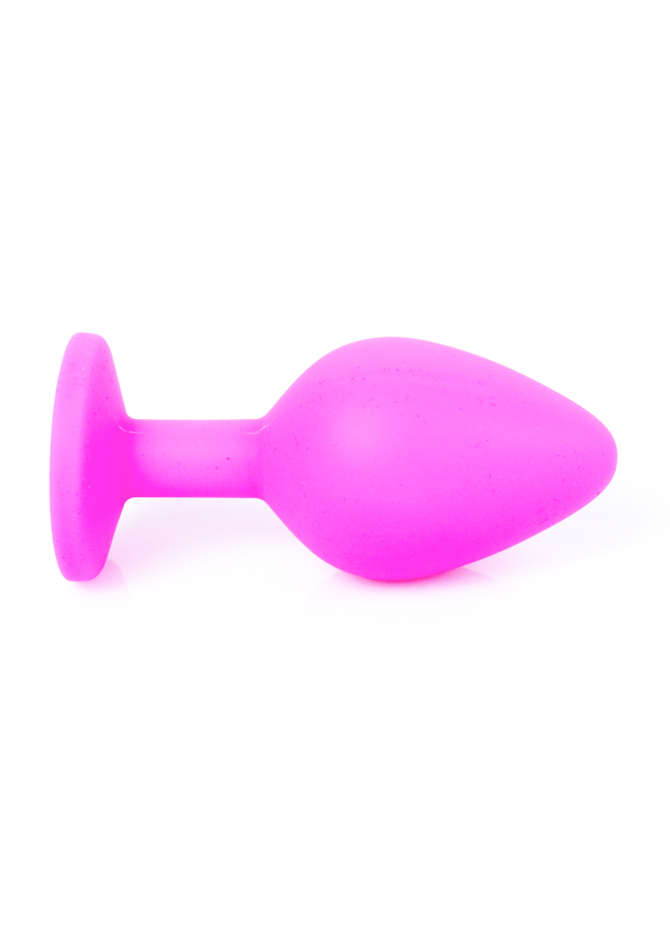 Анальная пробка с голубым кристаллом Plug-Jewellery Pink Silicon PLUG Medium- Light Blue Diamond