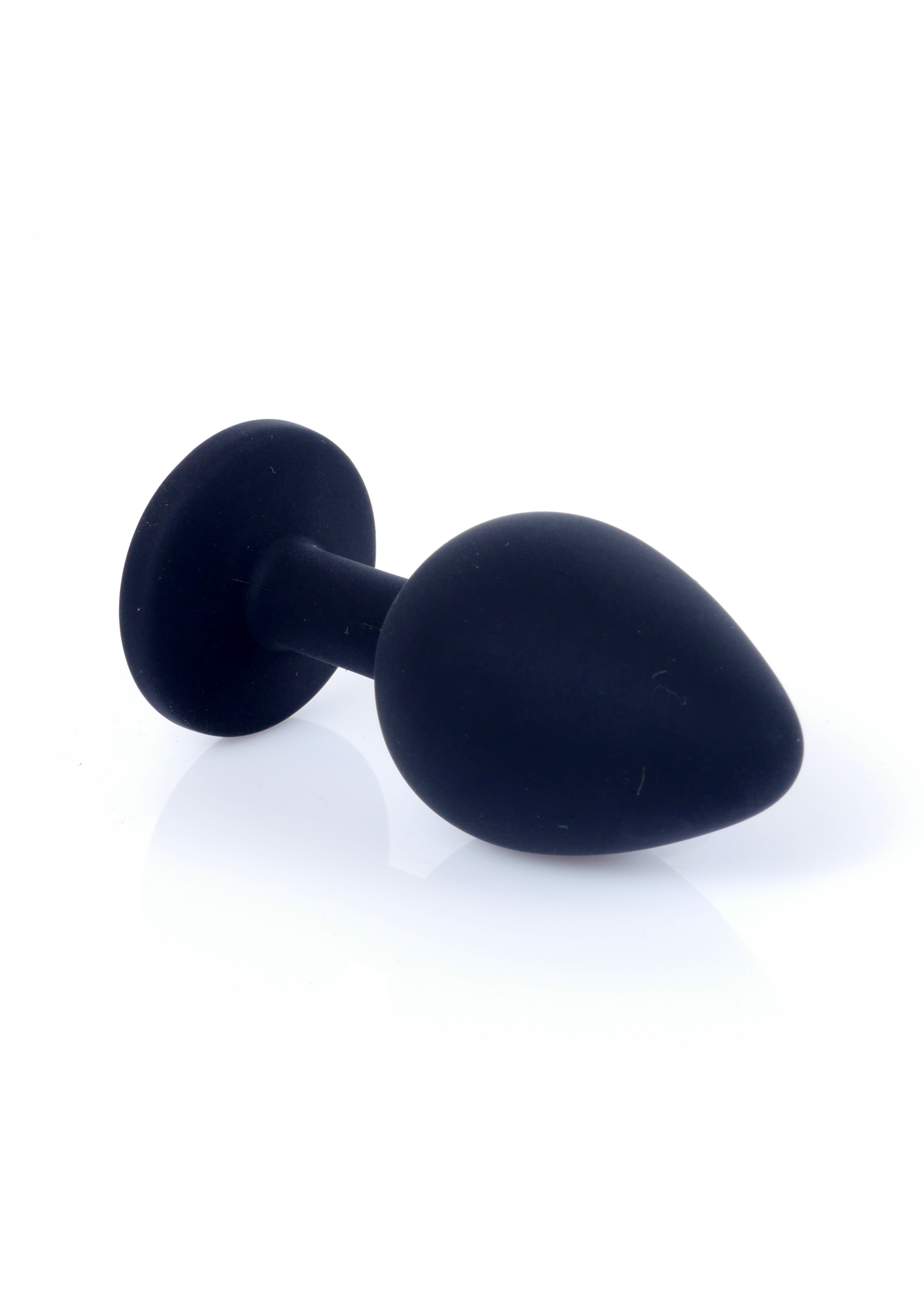 Анальная пробка черная с камнем Plug-Jewellery Black Silicon PLUG Medium- Pink Diamond